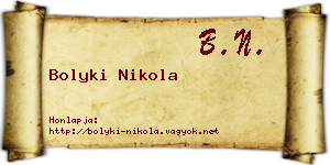 Bolyki Nikola névjegykártya